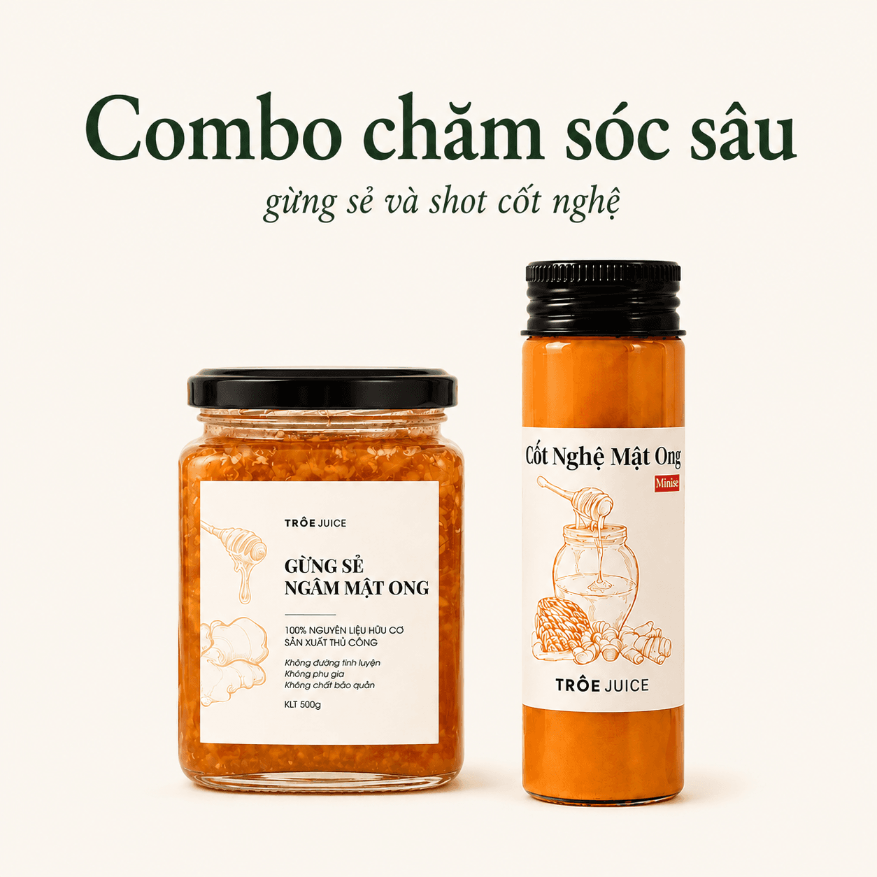 Product image Combo chăm sóc sâu (Gừng sẻ + shot cốt nghệ)